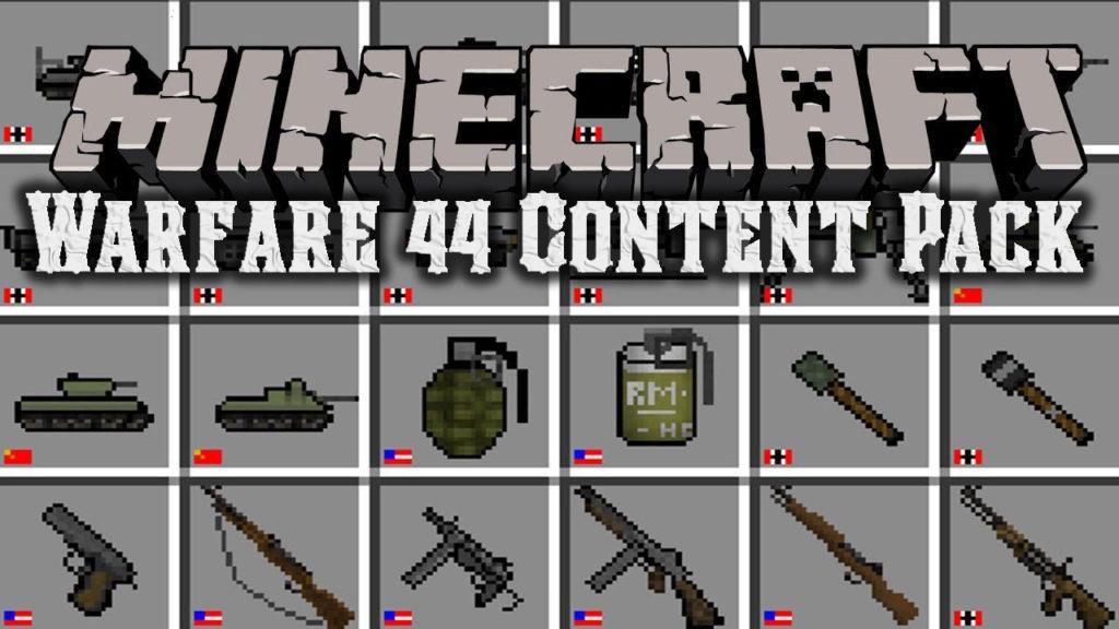 Оружие второй мировой - Warfare 44 flans Content Pack для minecraft 1.7.10