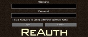 Мод ReAuth для minecraft 1.16.5, 1.15.2, 1.14.4, 1.12.2