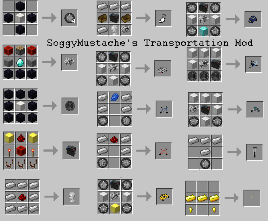 Мод SoggyMustache's Transportation для minecraft 1.12.2, 1.10.2, 1.7.10