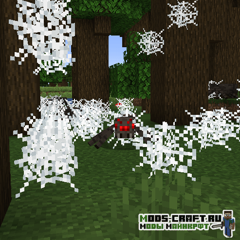 Мод Spiders Produce Webs для minecraft 1.16.4, 1.15.2, 1.14.4, 1.12.2