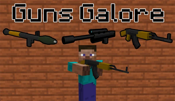 Мод Guns Galore 1.16.5, 1.15.2 (огнестрельное оружие)